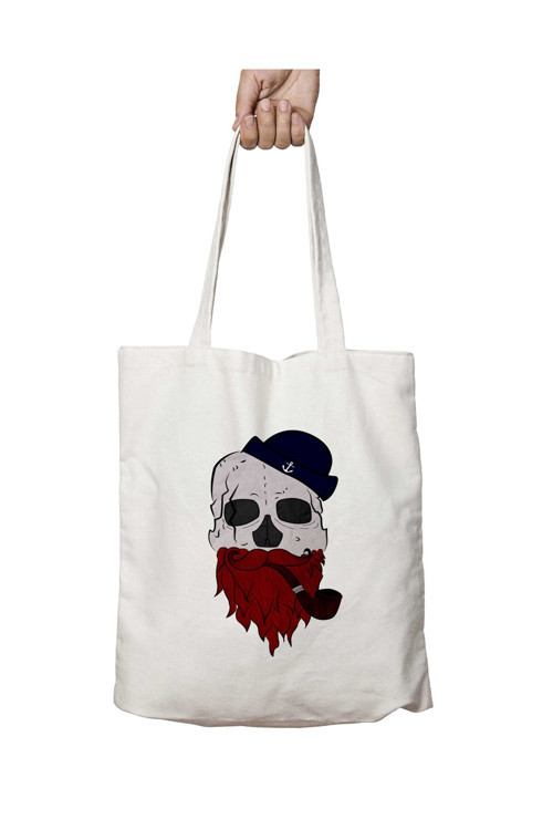 Art hedi̇ye Skull Sakal Pipo iki Tarafı Kalıcı Baskılı Yıkanabilir Çanta