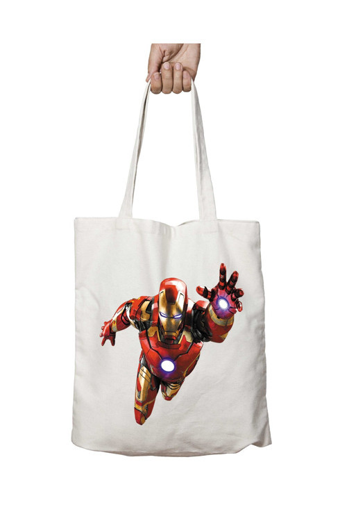 Art hedi̇ye Iron Man Kostüm iki Taraf Kalıcı Yıkanabilir Okul Plaj Omuz Bez Çanta