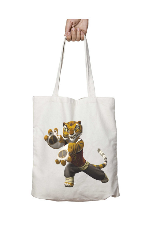 Art hedi̇ye Kung-Fu-Panda-Tiger-PNG iki Taraf Kalıcı Yıkanabilir Okul Plaj Omuz Bez Çanta