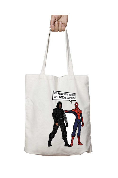 Art hedi̇ye Metal Arm Dude Spiderman Winter iki Taraf Kalıcı Yıkanabilir Okul Plaj Omuz Bez Çanta