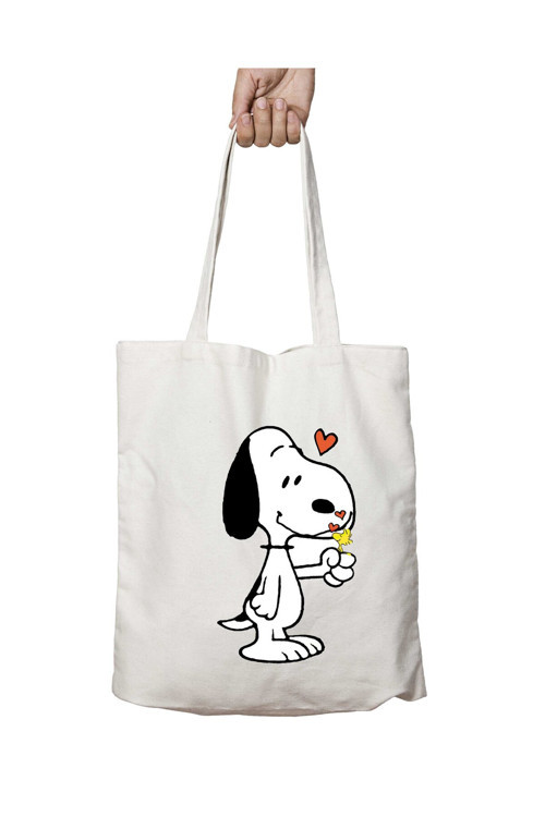 Art hedi̇ye Snoopy Dog Kalp iki Taraf Kalıcı Yıkanabilir Okul Plaj Omuz Bez Çanta
