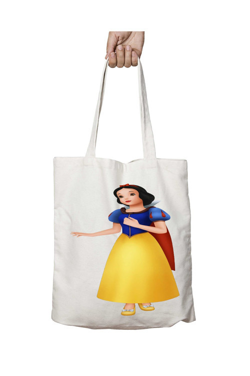 Art hedi̇ye Snow-White-Free-PNG-Image iki Tarafı Kalıcı Baskılı Yıkanabilir Okul Plaj Omuz Bez Çantası