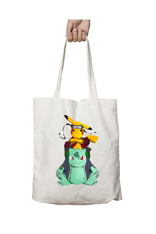 Art hedi̇ye Ninjamon Ninja Pokemon iki Tarafı Kalıcı Baskılı Yıkanabilir Okul Plaj Omuz Bez Çantası