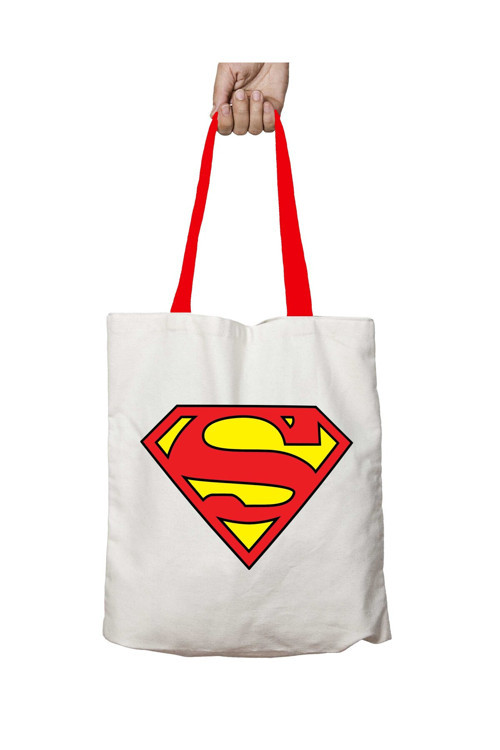 Art hedi̇ye Kırmızı Kulplu Superman Logo Yıkanabilir Omuz Çanta