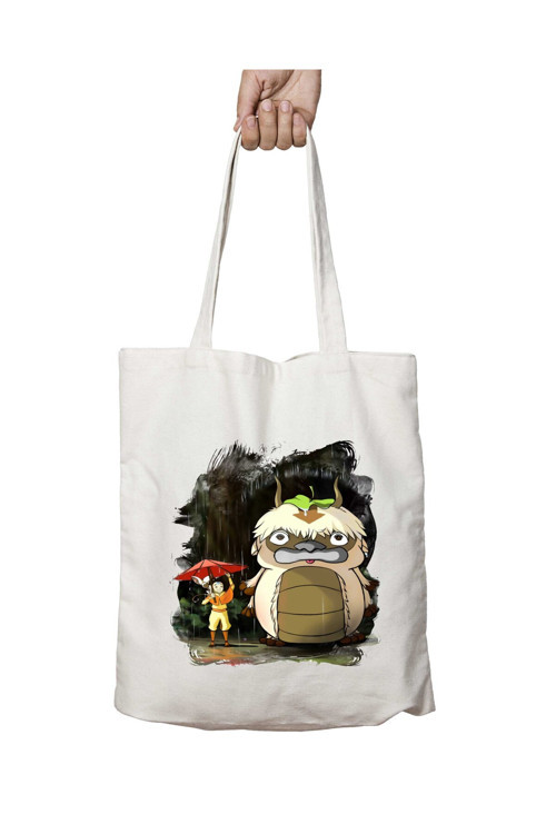Art hedi̇ye Aang e Appa (Totoro Crossover iki Taraf Kalıcı Yıkanabilir Okul Plaj Omuz Bez Çanta