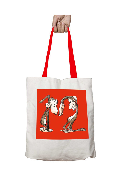 Art hedi̇ye Kırmızı Kulplu Monkey Shapes 2 Maymun Dans Yıkanabilir Omuz Çanta