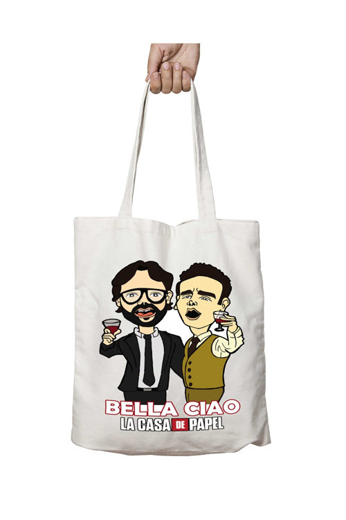 Art hedi̇ye La Casa de Papel - Bella Ciao Tasarımı iki Taraf Kalıcı Yıkanabilir Okul Plaj Omuz Bez Çanta