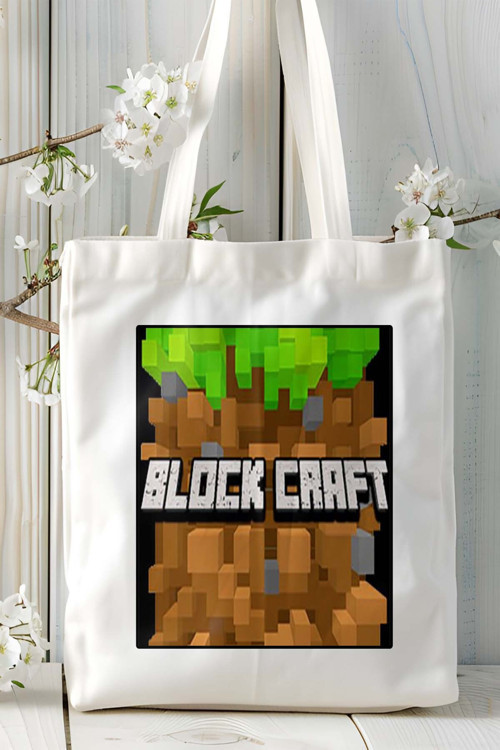 Art hedi̇ye block craft Mobil Oyun Baskılı Bez Çanta Omuz Çantası Çift tafaflı baskı kişiye özel 1