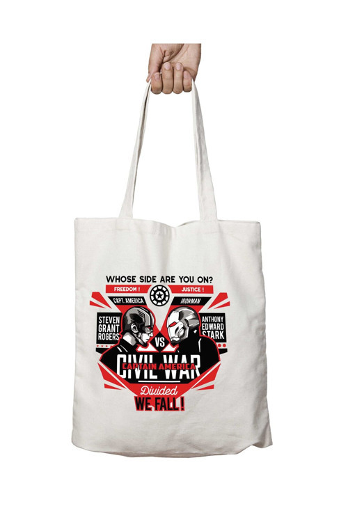 Art hedi̇ye Captain America Vs Iron Man Civil War iki Taraf Kalıcı Yıkanabilir Okul Plaj Omuz Bez Çanta