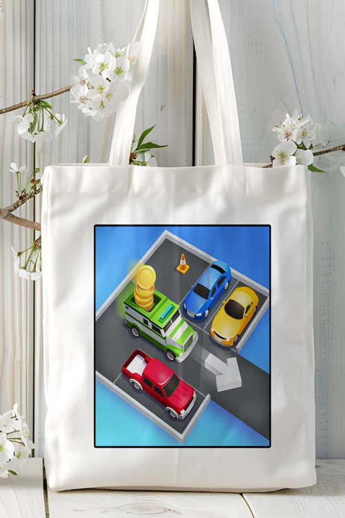Art hedi̇ye parking jam 3d Mobil Oyun Baskılı Bez Çanta Omuz Çantası Çift tafaflı baskı kişiye özel 3