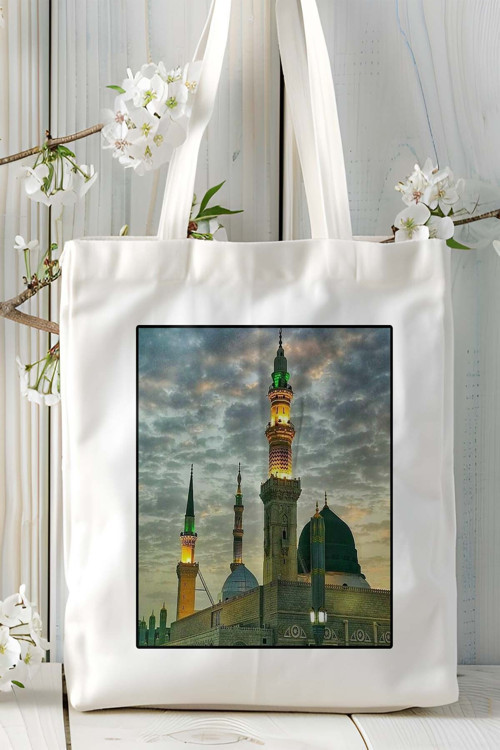Art hedi̇ye mescidi nebevi İslamiyet Baskılı Omuz Çanta kişiye özel model 17