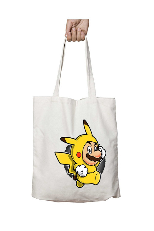 Art hedi̇ye Pika Elbise Süper Mario Pikachu Pokemon iki Taraf Kalıcı Yıkanabilir Okul Plaj Omuz Bez Çanta