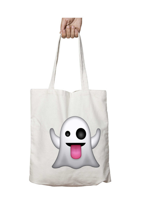 Art hedi̇ye Ghost Emoji iki Taraf Kalıcı Yıkanabilir Okul Plaj Omuz Bez Çanta