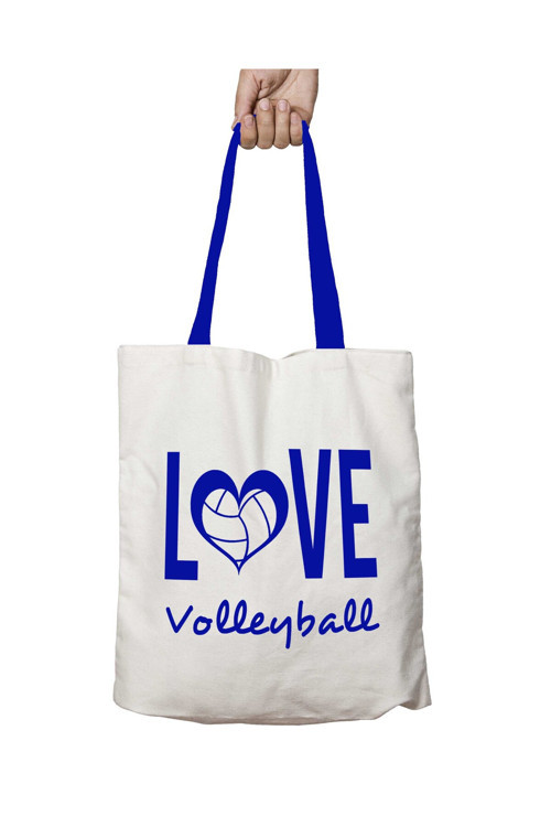 Art hedi̇ye Mavi Kulplu Love Voleybol Volleyball Yıkanabilir Omuz Çanta