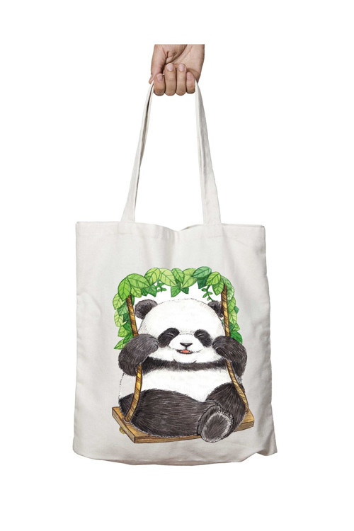 Art hedi̇ye Panda Bear iki Taraf Kalıcı Yıkanabilir Okul Plaj Omuz Bez Çanta