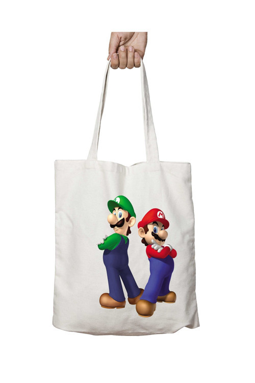 Art hedi̇ye Mario Bros Luigi Superstar iki Taraf Kalıcı Yıkanabilir Okul Plaj Omuz Bez Çanta