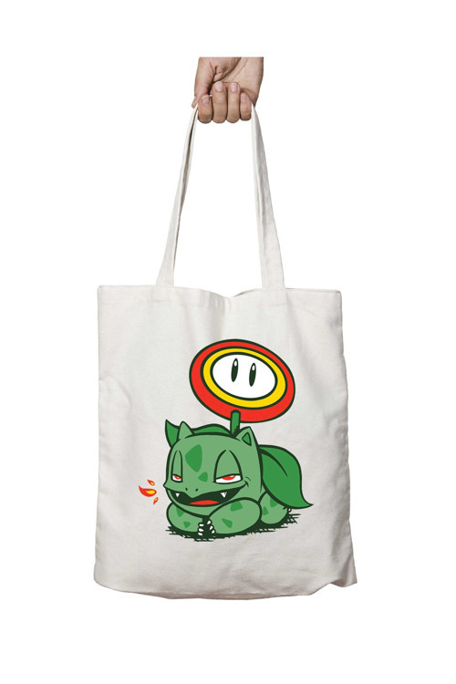 Art hedi̇ye Pokemon Firesaur Bulbasaur iki Tarafı Kalıcı Baskılı Yıkanabilir Okul Plaj Omuz Bez Çantası