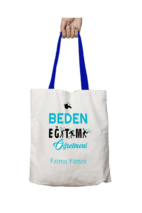 Art hedi̇ye Mavi Kulplu Kişiye Özel Beden Eğitimi Öğretmeni Düdük Yıkanabilir Omuz Çanta
