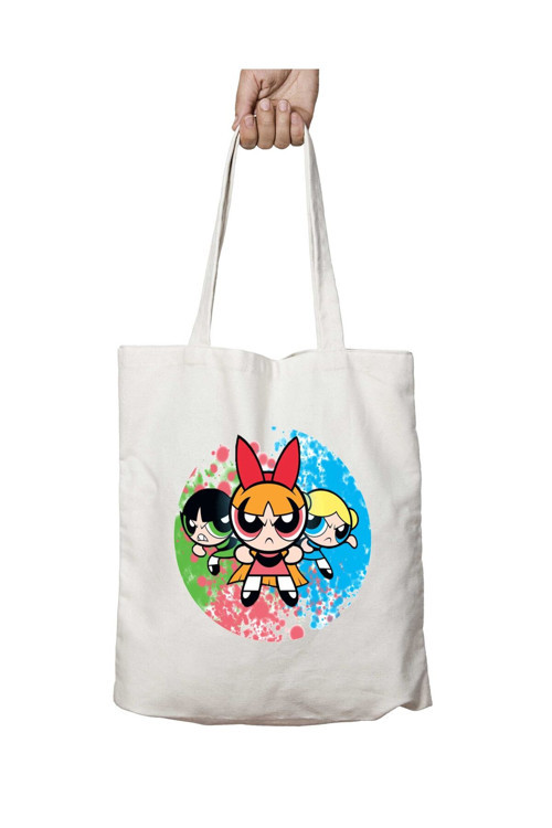 Art hedi̇ye Powerpuff Girls 8 iki Tarafı Kalıcı Baskılı Yıkanabilir Okul Plaj Omuz Bez Çantası