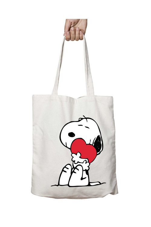 Art hedi̇ye Snoopy Love Kalp iki Taraf Kalıcı Yıkanabilir Okul Plaj Omuz Bez Çanta