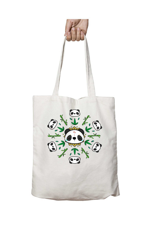 Art hedi̇ye Panda Mandala iki Tarafı Kalıcı Baskılı Yıkanabilir Çanta