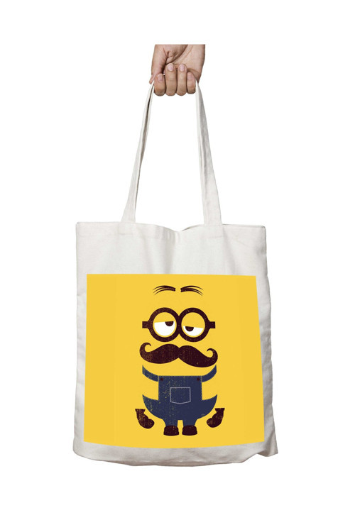 Art hedi̇ye Minions Bıyık Gözlük iki Tarafı Kalıcı Baskılı Yıkanabilir Okul Plaj Omuz Bez Çantası