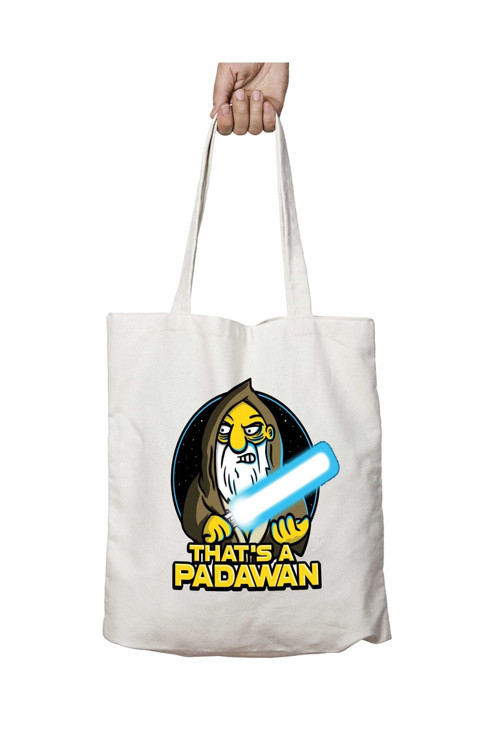 Art hedi̇ye Thats A Padawan Jasper Beardly The Simpsons Star Wars iki Tarafı Kalıcı Baskılı Yıkanabilir Çanta