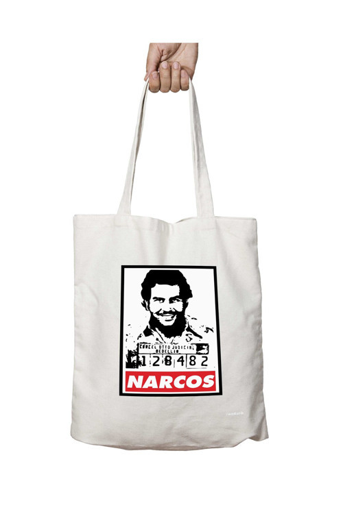 Art hedi̇ye Narcos Yazı iki Tarafı Kalıcı Baskılı Yıkanabilir Çanta