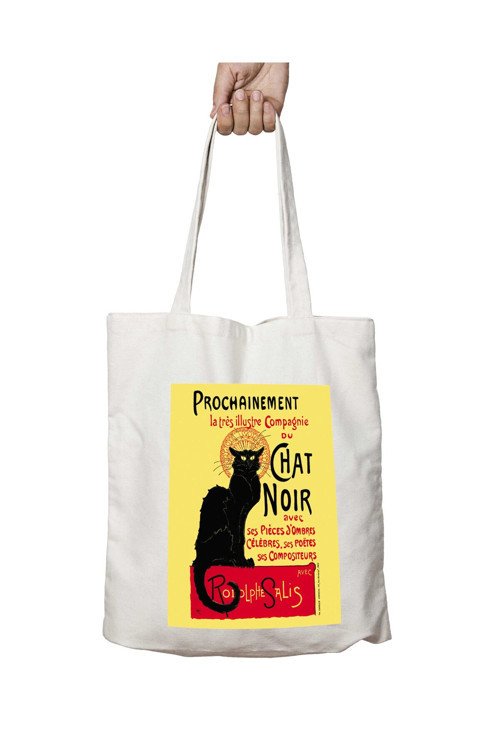 Art hedi̇ye Chat Noir iki Tarafı Kalıcı Baskılı Yıkanabilir Okul Plaj Omuz Bez Çantası