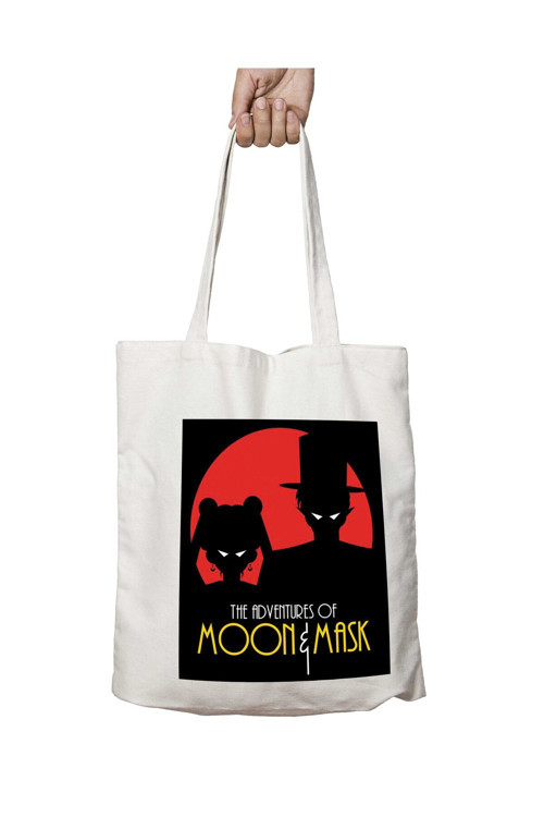 Art hedi̇ye Moon And Mask Sailor Moon Batman And Robin iki Tarafı Kalıcı Baskılı Yıkanabilir Çanta