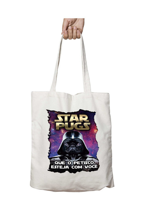 Art hedi̇ye STAR PUGS 2 iki Tarafı Kalıcı Baskılı Yıkanabilir Okul Plaj Omuz Bez Çantası