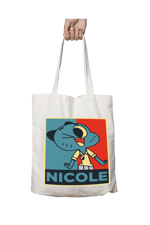 Art hedi̇ye NICOLE Gumball iki Tarafı Kalıcı Baskılı Yıkanabilir Çanta
