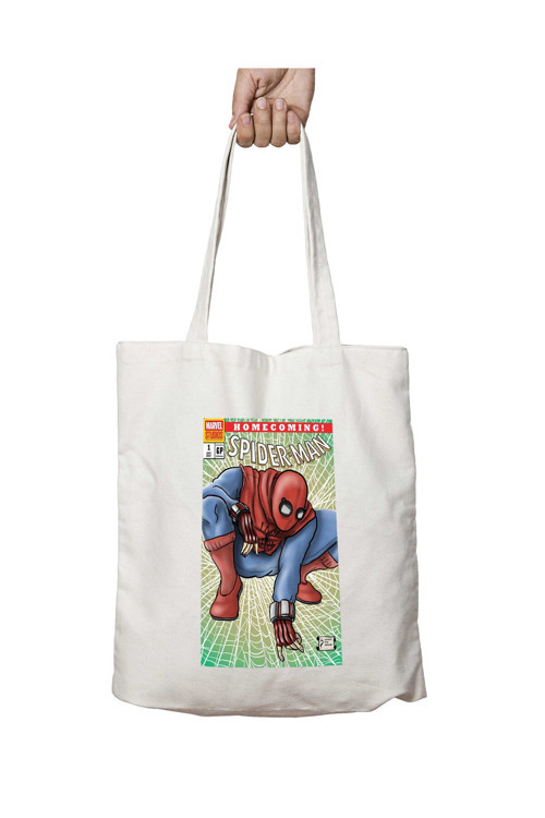 Art hedi̇ye Spider Man Homecoming Comic Cover iki Tarafı Kalıcı Baskılı Yıkanabilir Çanta