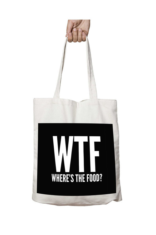 Art hedi̇ye WTF Where's The Food iki Tarafı Kalıcı Baskılı Yıkanabilir Okul Plaj Omuz Bez Çantası
