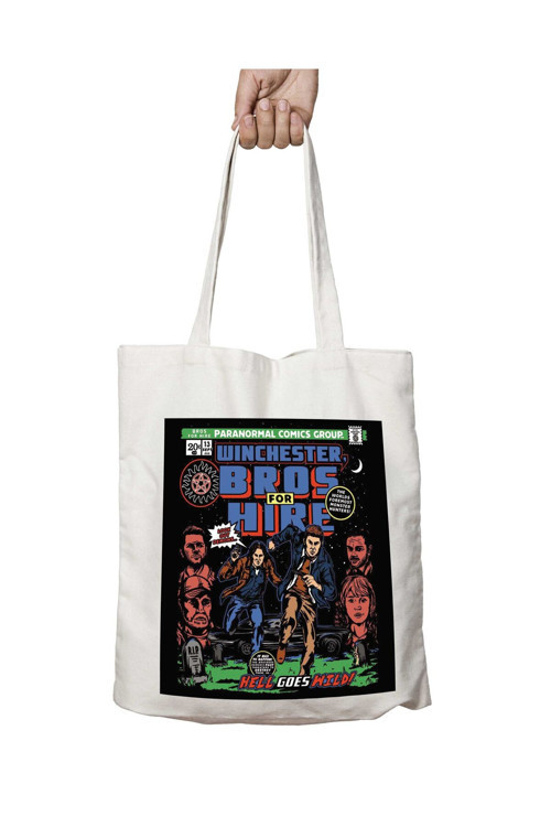 Art hedi̇ye Winchester Bros Hire Supernatural Classic Comic iki Tarafı Kalıcı Baskılı Yıkanabilir Çanta