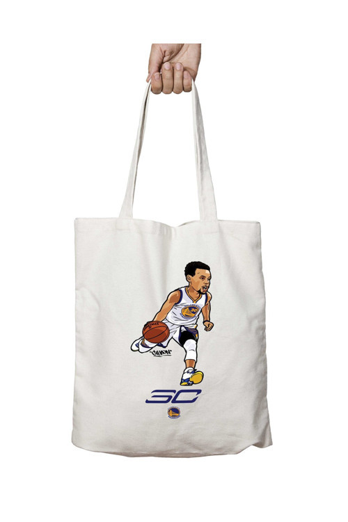 Art hedi̇ye Stephen Curry Karikatür iki Tarafı Kalıcı Baskılı Yıkanabilir Okul Plaj Omuz Bez Çantası
