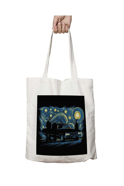 Art hedi̇ye Supernatural Van Gogh Inspired Art Night Scene iki Tarafı Kalıcı Baskılı Yıkanabilir Çanta