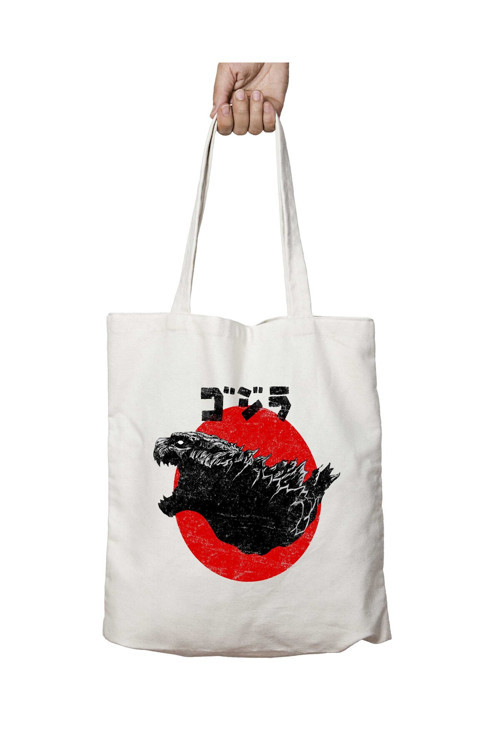 Art hedi̇ye Rising King Godzilla iki Tarafı Kalıcı Baskılı Yıkanabilir Okul Plaj Omuz Bez Çantası