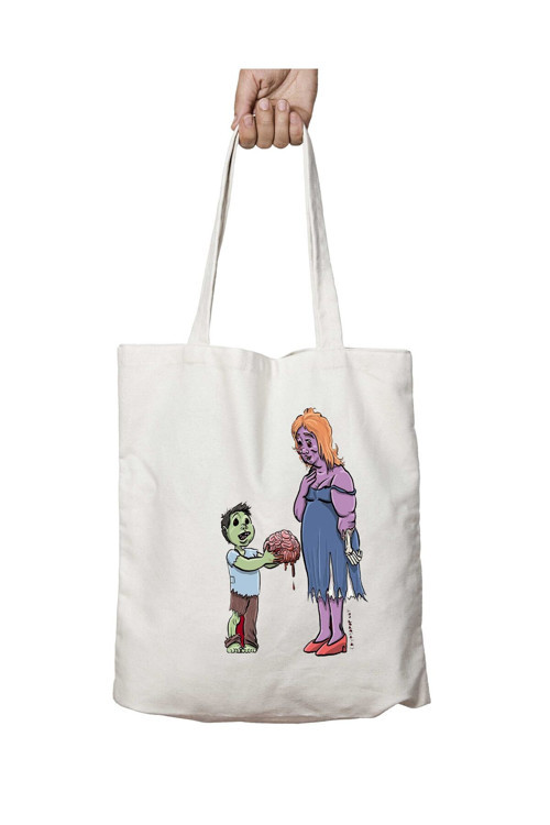 Art hedi̇ye Zombie Mama iki Tarafı Kalıcı Baskılı Yıkanabilir Çanta