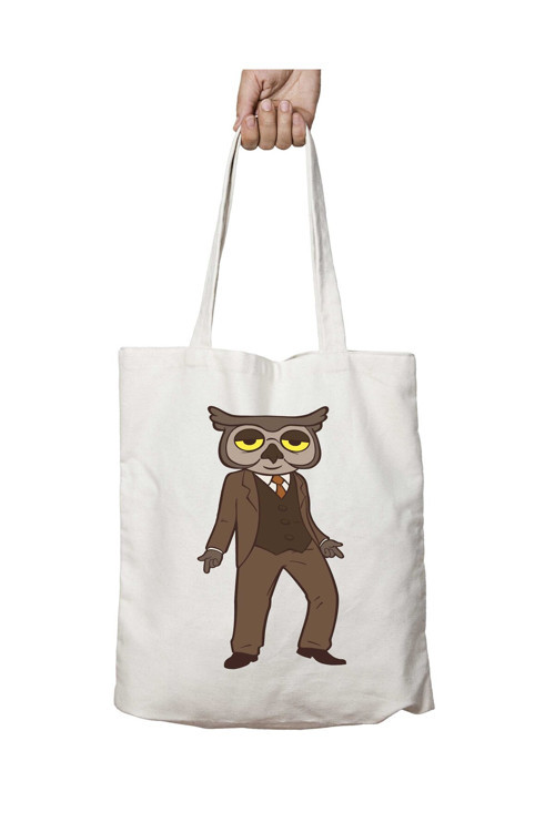 Art hedi̇ye Mr Owl Baykuş Adam iki Tarafı Kalıcı Baskılı Yıkanabilir Çanta