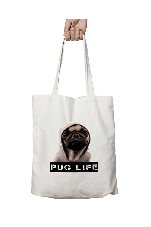Art hedi̇ye PUG LIFE Havlu iki Tarafı Kalıcı Baskılı Yıkanabilir Çanta