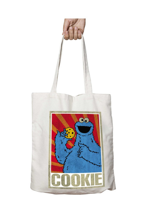 Art hedi̇ye Cookie Monsters Kurabiye Canavarı iki Tarafı Kalıcı Baskılı Yıkanabilir Okul Plaj Omuz Bez Çantası