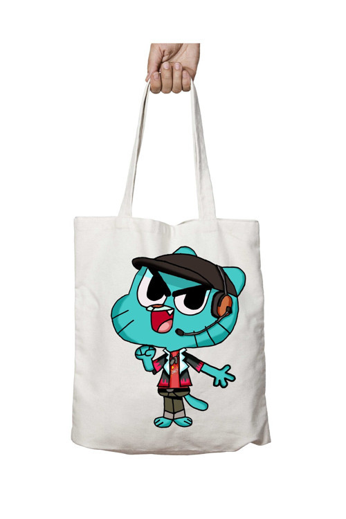 Art hedi̇ye Show Gumball iki Tarafı Kalıcı Baskılı Yıkanabilir Okul Plaj Omuz Bez Çantası