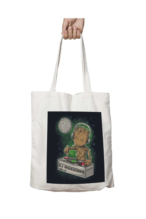 Art hedi̇ye Guardians Of The Galaxy DJ Awesome Baby Groot iki Tarafı Kalıcı Baskılı Yıkanabilir Çanta