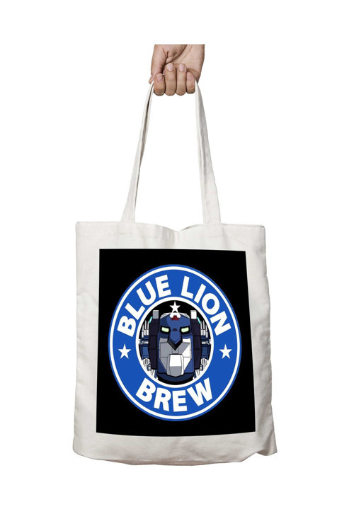 Art hedi̇ye Voltron Blue Lion Brew Coffee iki Tarafı Kalıcı Baskılı Yıkanabilir Çanta