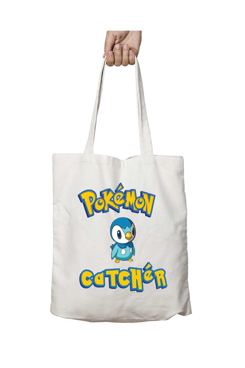 Art hedi̇ye Pokemon Catcher Piplup iki Tarafı Kalıcı Baskılı Yıkanabilir Çanta