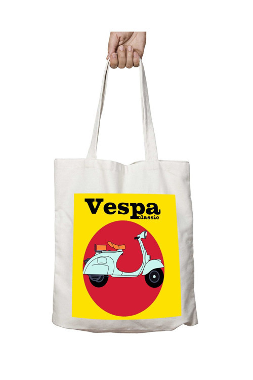 Art hedi̇ye Vespa Classic Motor iki Tarafı Kalıcı Baskılı Yıkanabilir Çanta