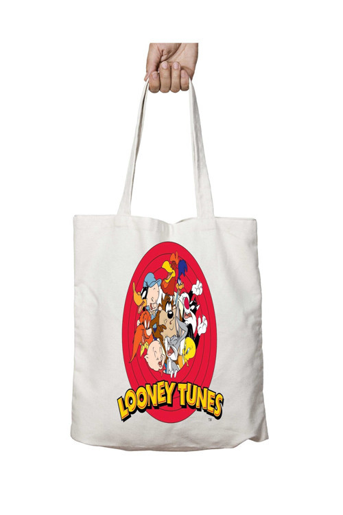 Art hedi̇ye Looney Tunes Karakterler iki Tarafı Kalıcı Baskılı Yıkanabilir Çanta