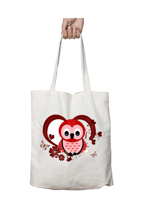 Art hedi̇ye Love Owly Aşk Baykuş iki Tarafı Kalıcı Baskılı Yıkanabilir Çanta