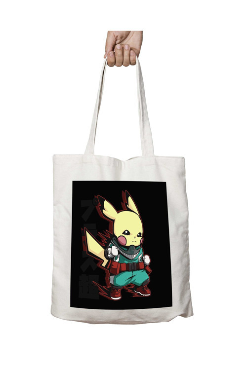Art hedi̇ye Boku No Hero Pikachu Pokemon iki Tarafı Kalıcı Baskılı Yıkanabilir Çanta